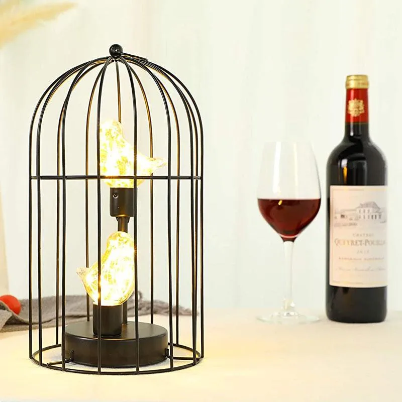 12"Tall Battery Operated Birdcage Decorative Lamp