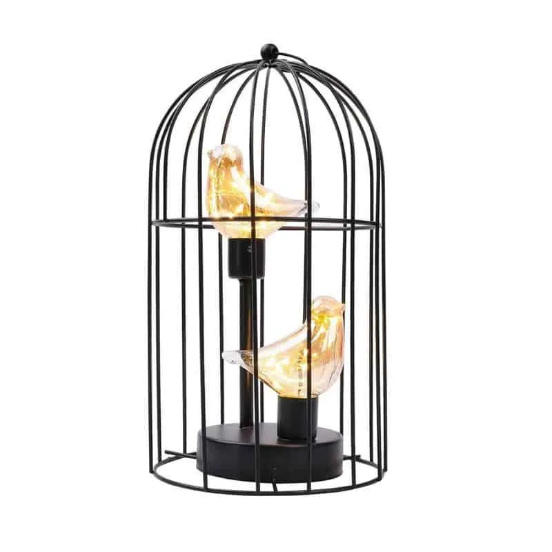 12"Tall Battery Operated Birdcage Decorative Lamp