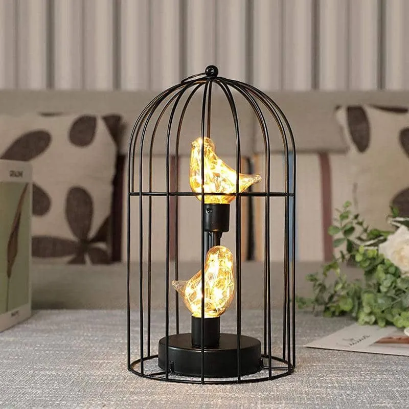 12"Tall Battery Operated Birdcage Decorative Lamp