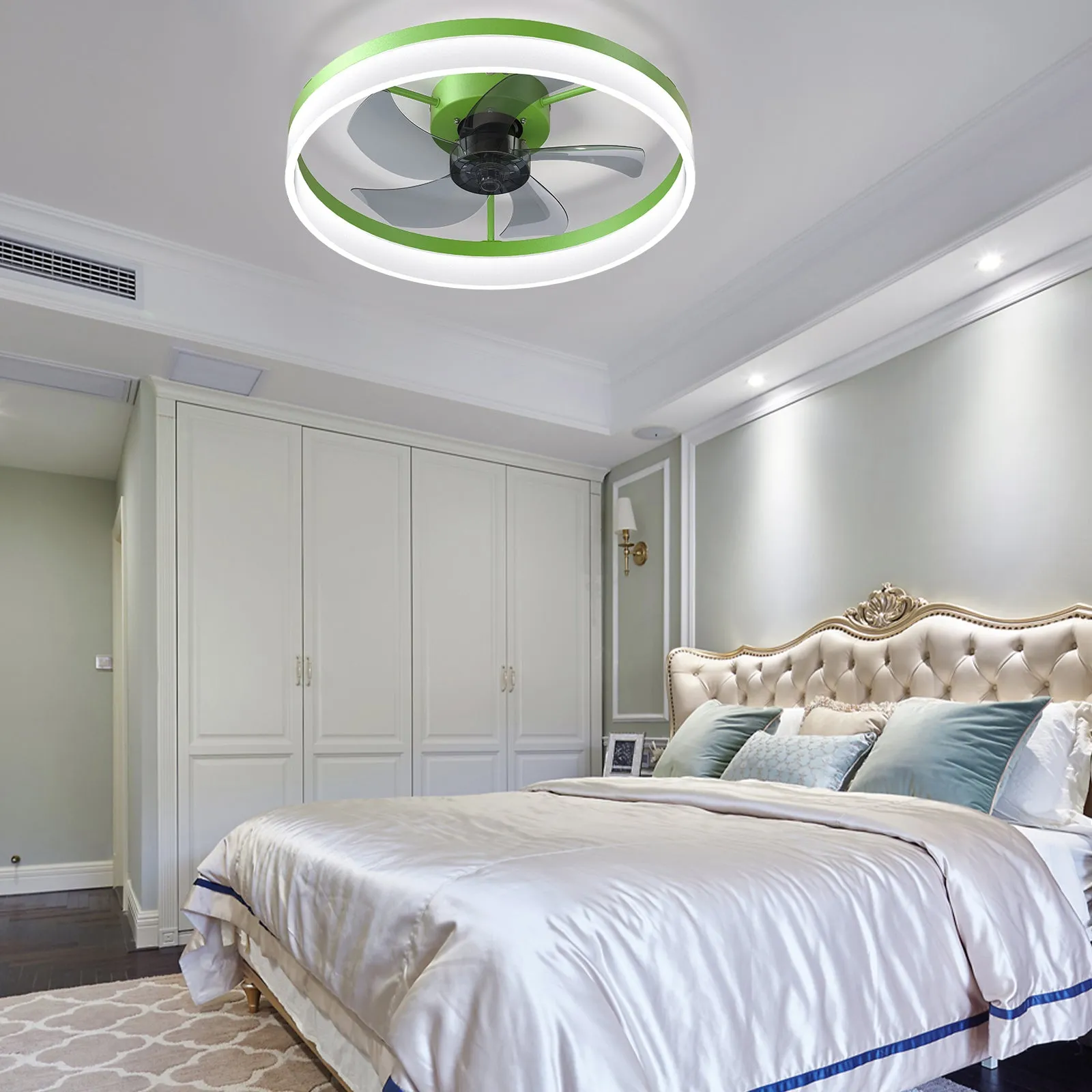 19.7" Simple LED Ring Chandelier Fan Modern Recessed Ceiling Light Chandelier Green Ceiling Fan Light