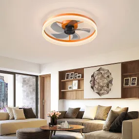 19.7" Simple LED Ring Chandelier Fan Modern Recessed Ceiling Light Chandelier Orange Ceiling Fan Light