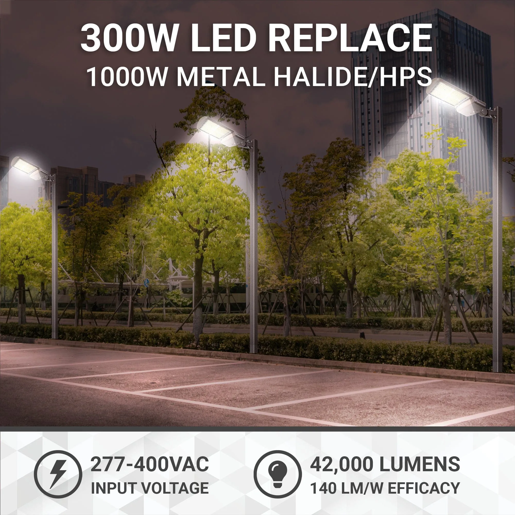 300W/240W/200W LED Area Light With Split Fit Mount - 3K/4K/5K CCT - 277-480VAC