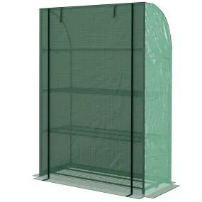 4 Tier Mini Greenhouse with Reinforced PE Cover, Portable Green House w/ Roll-up Door and Wire Shelves, 170H x 120W x 50Dcm, Green