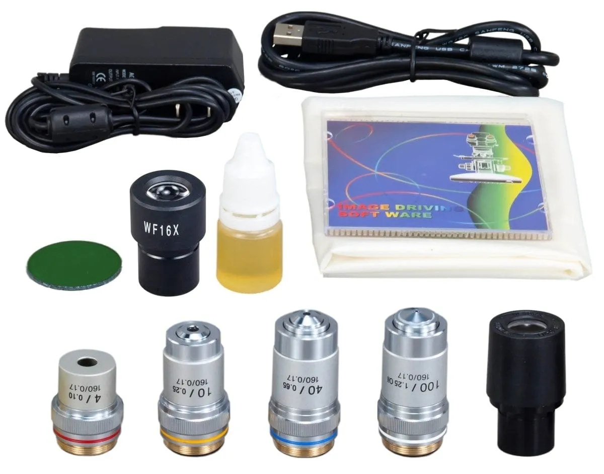 40X-1600X 1.3MP Digital Integrated Monocular Microscope with LED Illumination