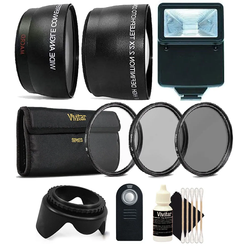 52mm Telephoto and Wide Angle Lens with Accessory Kit for Nikon D5300 and D5499