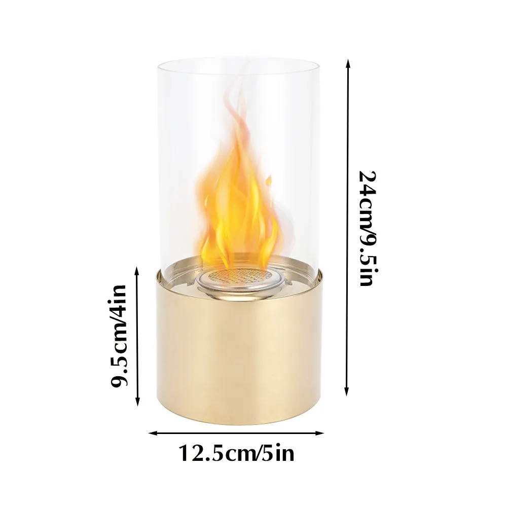 5”x9.5” Gold Stainless Steel Tabletop Fireplace: Elegance Meets Warmth