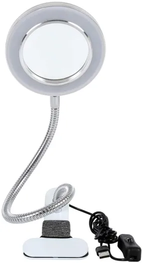 8X LED Magnifying Lamp w/ Clamp, 360° Gooseneck, USB Plugin