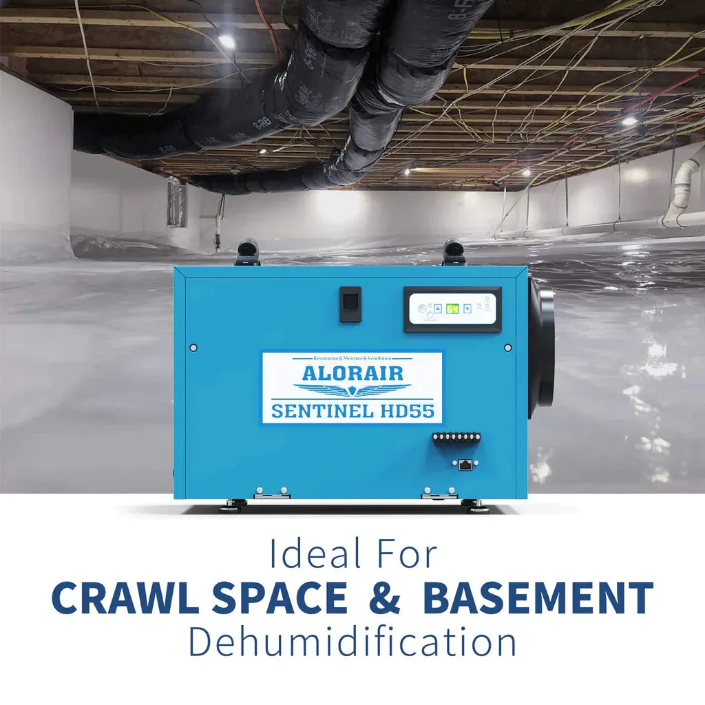 AlorAir Sentinel HD55 Commercial Dehumidifier with Drain Hose for Crawl Spaces