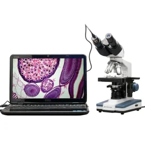 AmScope B120 Series Binocular Compound Microscope 40X-1600X Magnification with LED, Siedentopf Head and 5MP Digital Camera