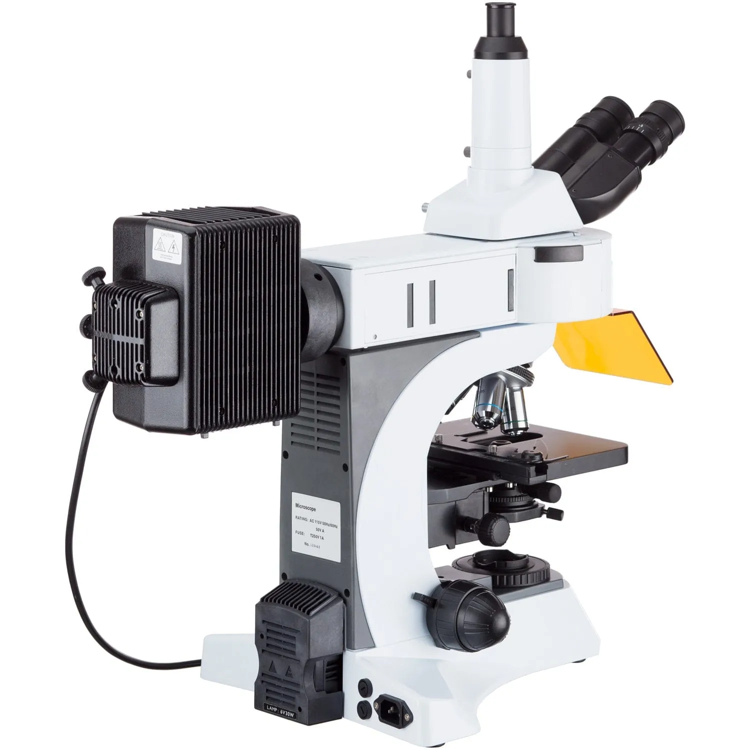 AmScope FM820 Series Upright Fluorescence Trinocular Compound Microscope 40X-1000X Magnification with Rotating Multi-filter Turret, HDMI Camera and Screen