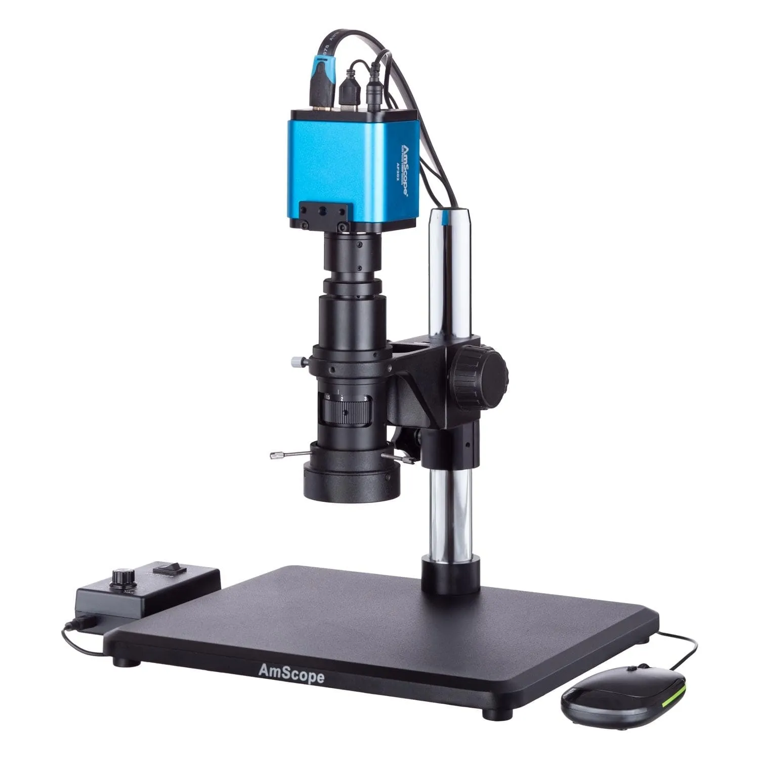 AmScope H800 Series Auto-focus HDMI Digital Inspection Microscope 0.7X-5X Zoom 1080p 60fps 2MP   Ring Light and C-mount Lens