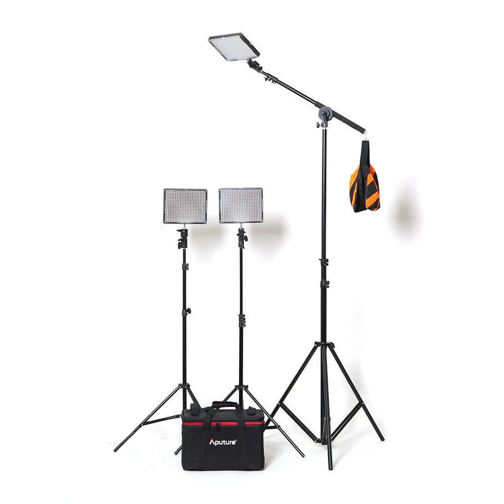 Aputure 3 x HR672 LED Video Continuous Portable 3 Point Lighting Kit With Boom