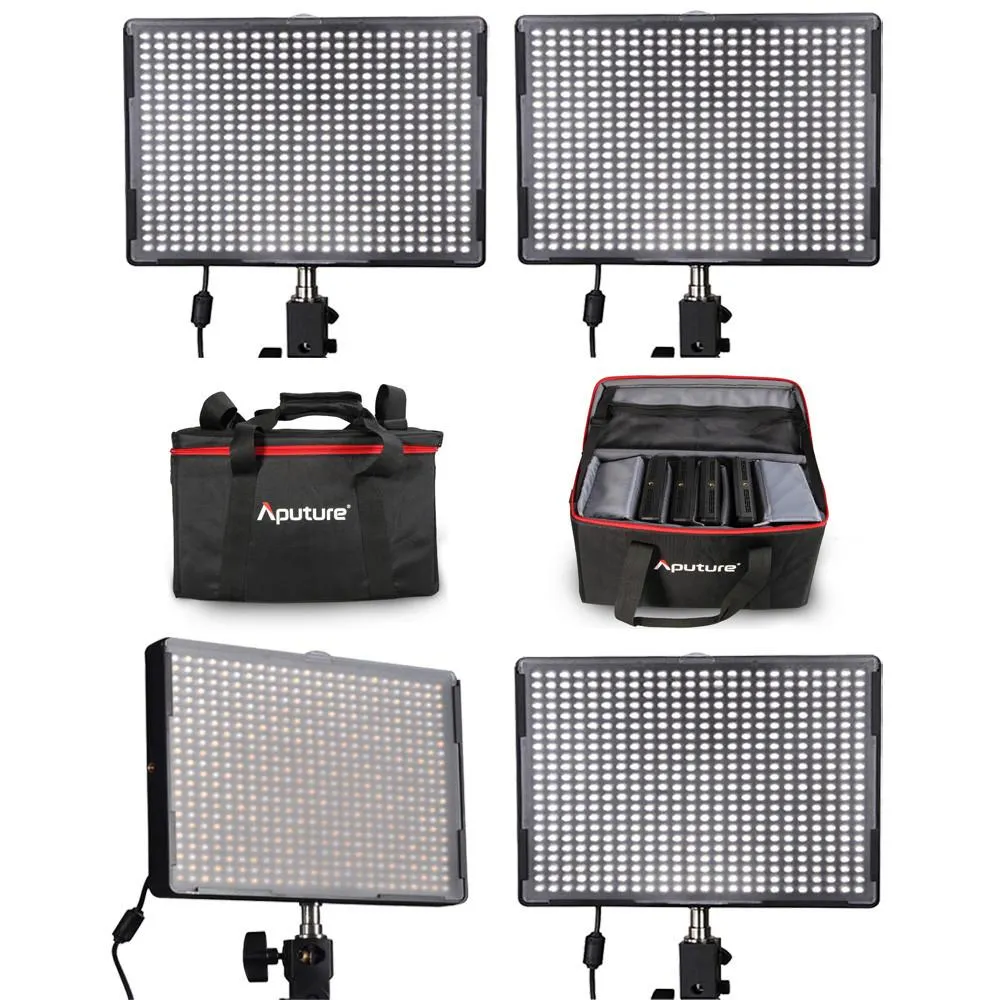 Aputure 4x AL-528 W/S/C LED Video Continuous Portable Light Panel Kit