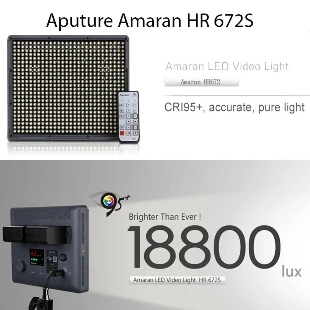 Aputure 4x HR672W LED Video Continuous Portable Lighting Kit and Boom (From 7680 lumens at 1m)