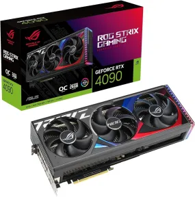 Asus Rog Strix RTX 4090 OC Gaming Graphics Card, PCIe4, 24GB DDR6X, HDMI, DP, 2640MHz Clock, Overclocked, RGB Lighting