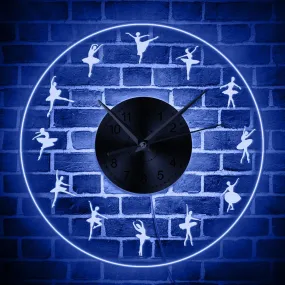 Ballerina LED Wall Clock Iconic Dancers Acrylic Edge Lit Transparent Decorative Clock Wall Watch With Multi Colors Backlights