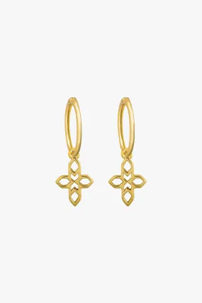 Baroque Cross Sleeper Earrings with Embellishment EOL