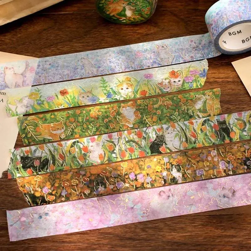 BGM Foil Stamping Masking Tape: Flowers and Cats - Find Me