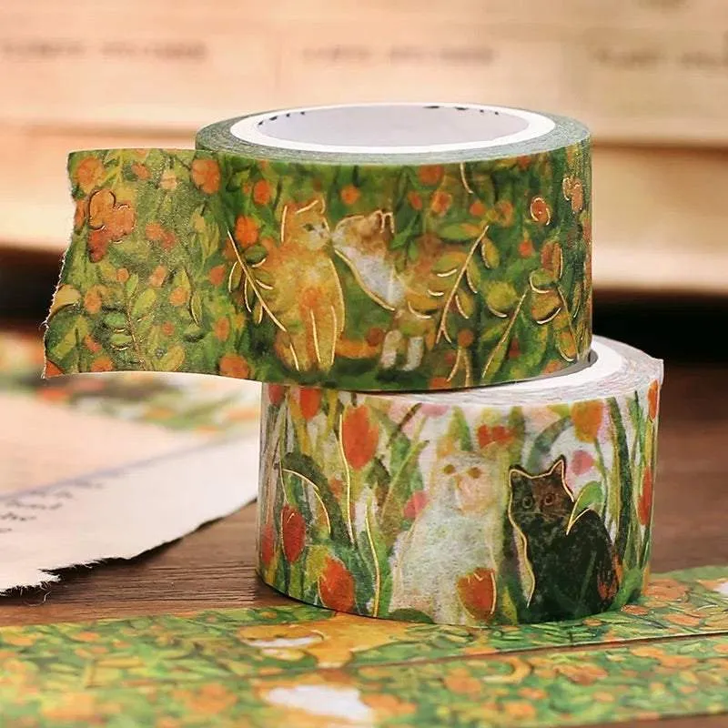 BGM Foil Stamping Masking Tape: Flowers and Cats - Find Me