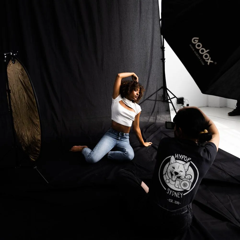 Black 3m x 6m Cotton Muslin Studio Backdrop