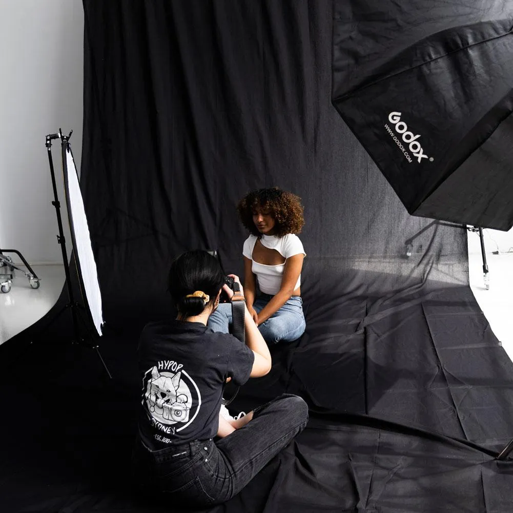 Black 3m x 6m Cotton Muslin Studio Backdrop