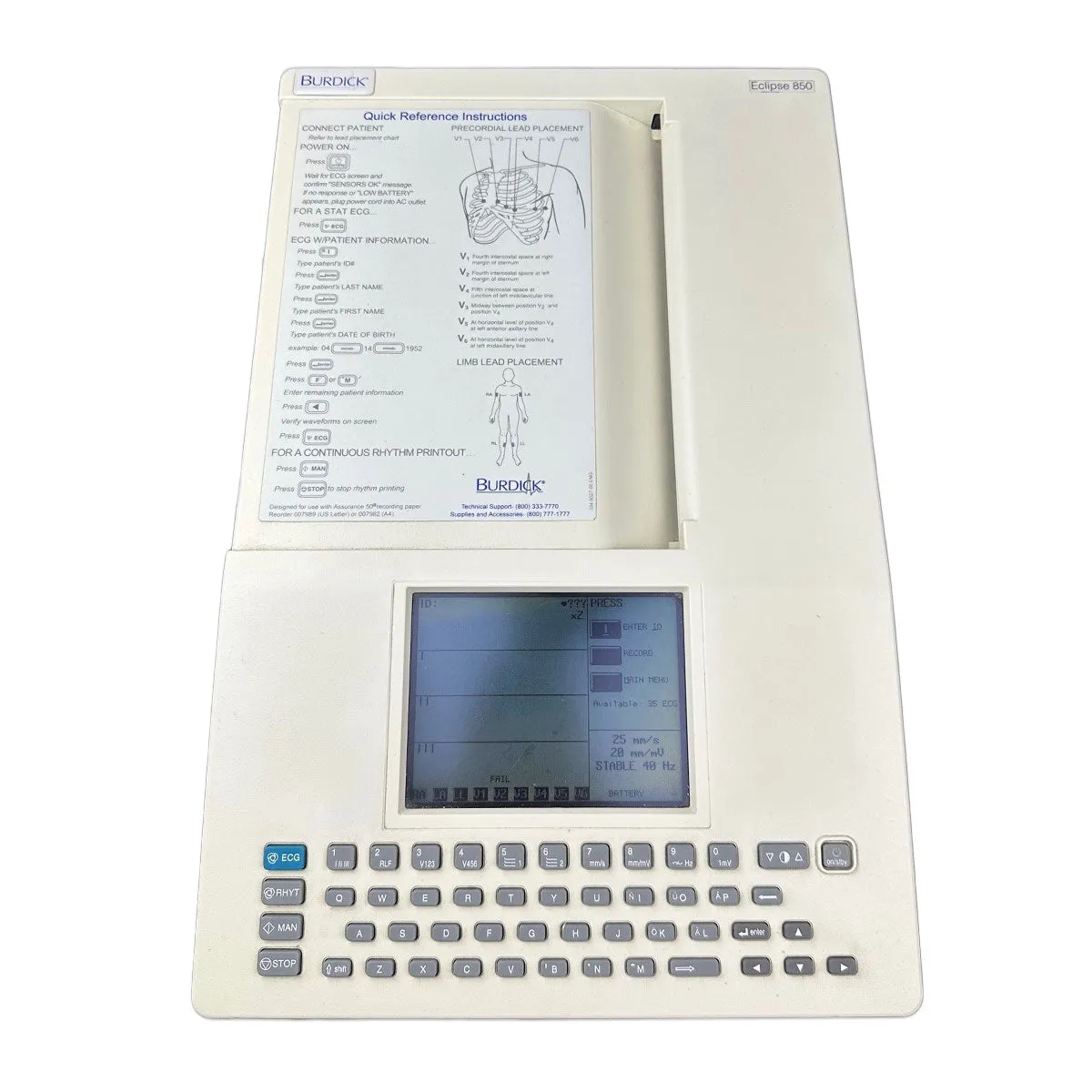 Burdick Eclipse 850 Multi-Channel EKG, Pre-Owned