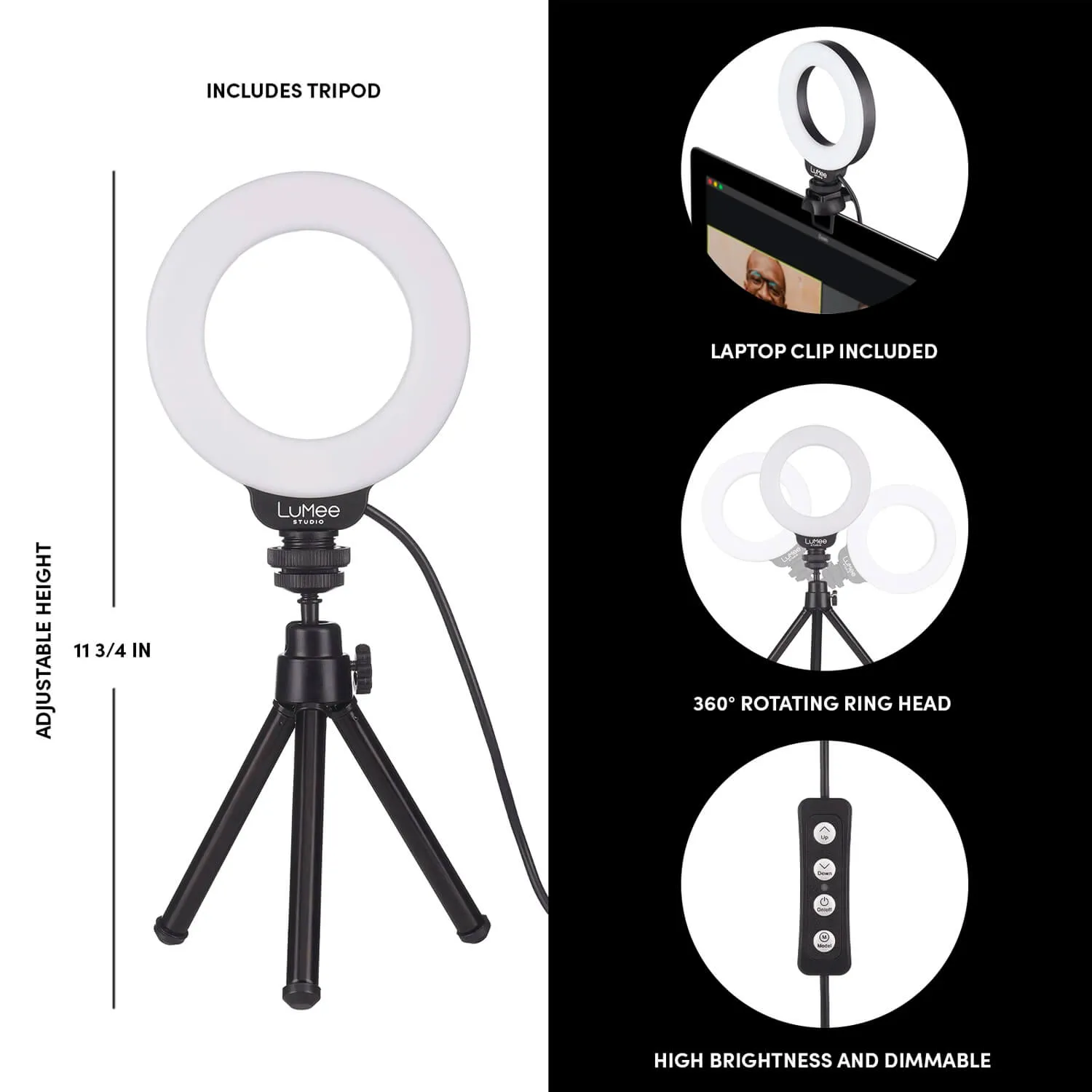 Case-Mate LuMee Studio 4” Ring Light with TriPod Stand Black