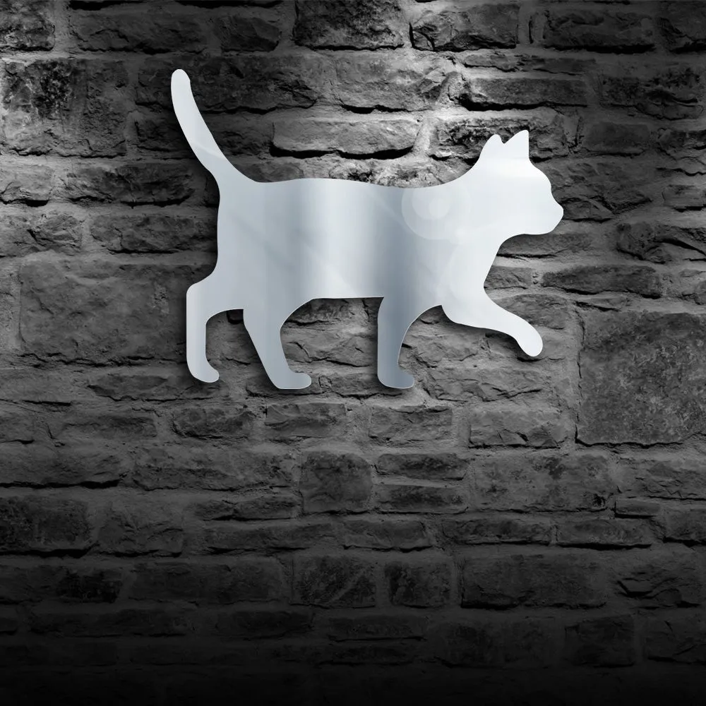 Cat Walking On The Wall Decorative Mirror Girl Room Makeup Wall Mirror Kitten Cat Home Decor Moder Design Mirror With LED Light