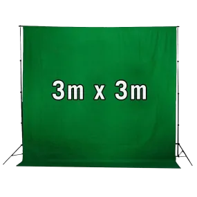 Chroma Key Green Screen 3m x 3m Cotton Muslin Backdrop