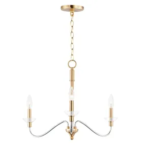 Clarion 24" 3 Light Multi-Light Pendant in Polished Chrome and Satin Brass