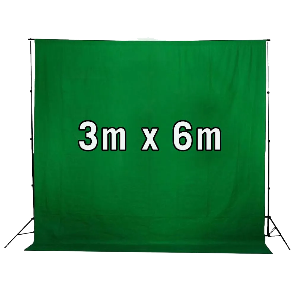 Complete 3m x 6m White & Green Muslin Backdrop Bundle W/ Stand And Softbox Set