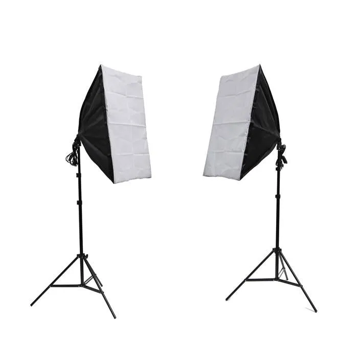 Complete 3m x 6m White & Green Muslin Backdrop Bundle W/ Stand And Softbox Set