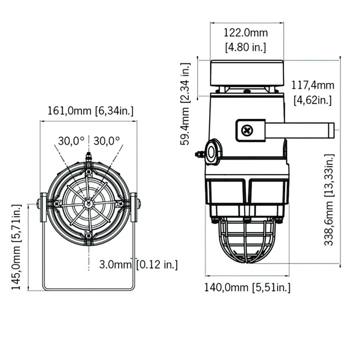 D1xC2X10R Radial Alarm Horn & Xenon Strobe (1,000,000cd)