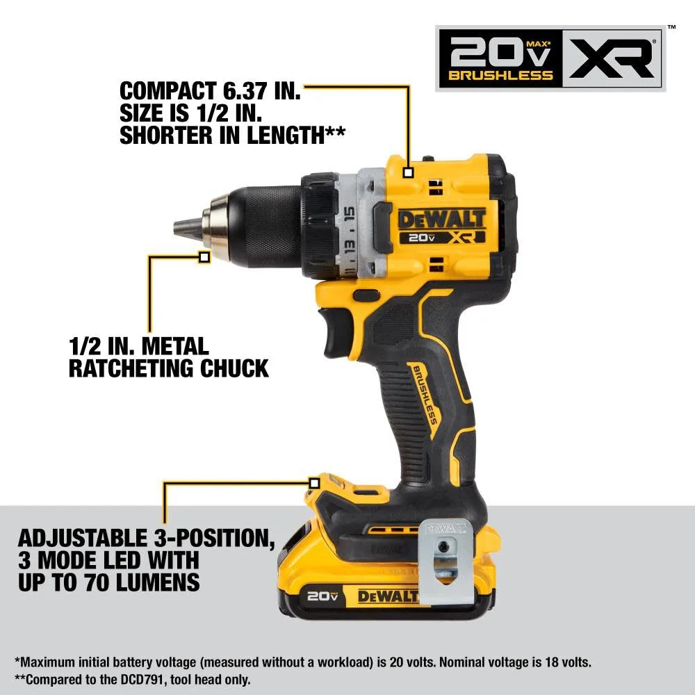 DeWalt DCK248D2 20V Brushless Cordless 1/2" Drill Driver/1/4" Impact Driver Combo Kit (2-Tool)