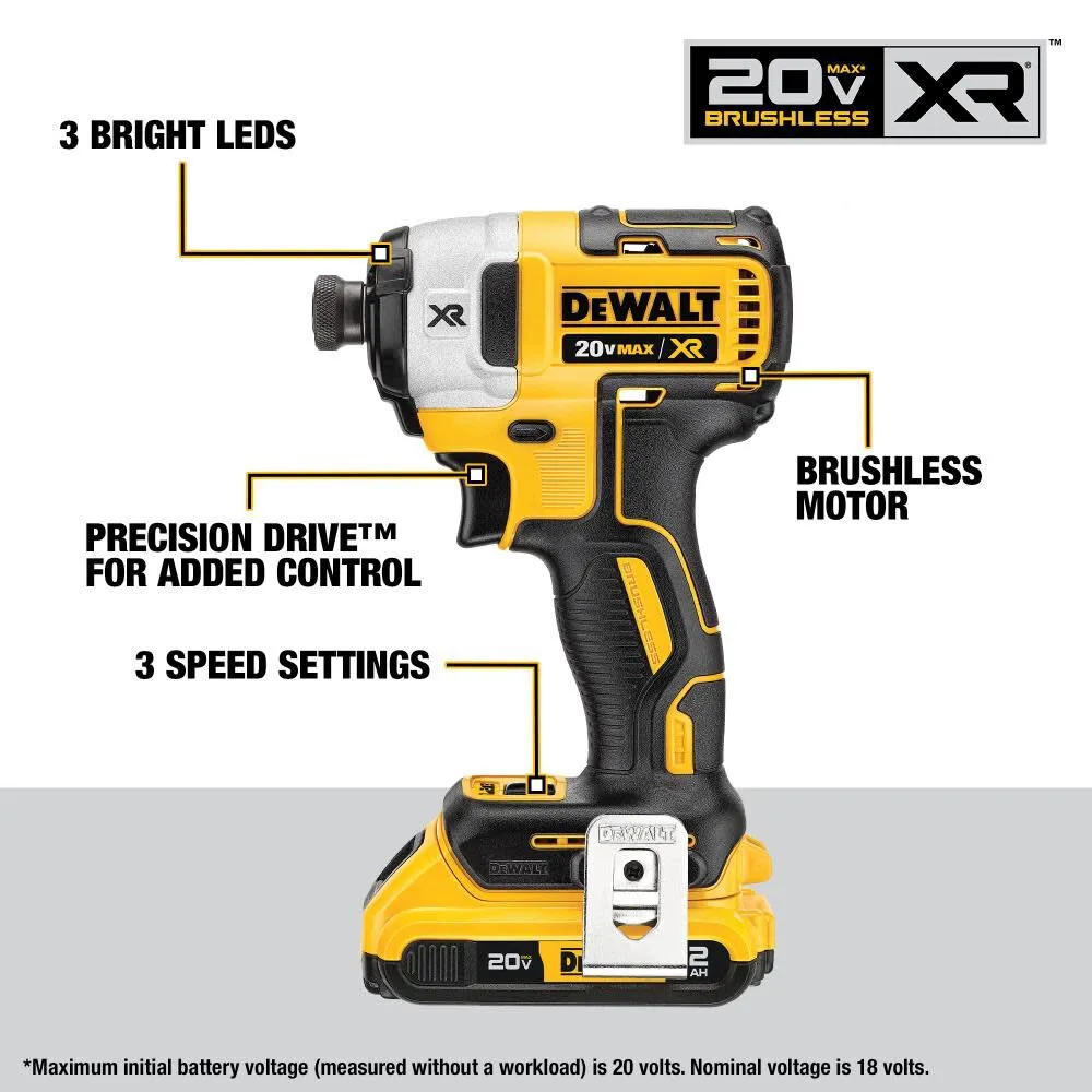 DeWalt DCK248D2 20V Brushless Cordless 1/2" Drill Driver/1/4" Impact Driver Combo Kit (2-Tool)