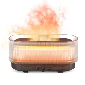 Essential Oil Diffuser for Home Bedroom, 300Ml Cool Mist Humidifier with Flame Light, 6 Colors Changed, Dark Wood Grain