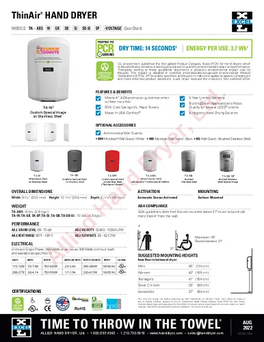 Excel Dryer ThinAir® TA-SI (Special Image) Hand Dryer - CUSTOM GRAPHICS on Zinc Alloy Surface Mounted ADA-Compliant High Speed Automatic