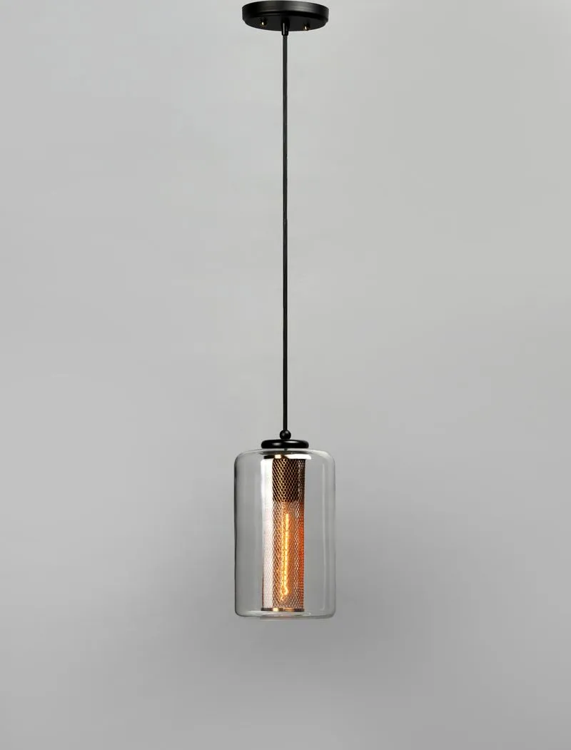 Firefly 6" Single Light Pendant in Black and Satin Brass