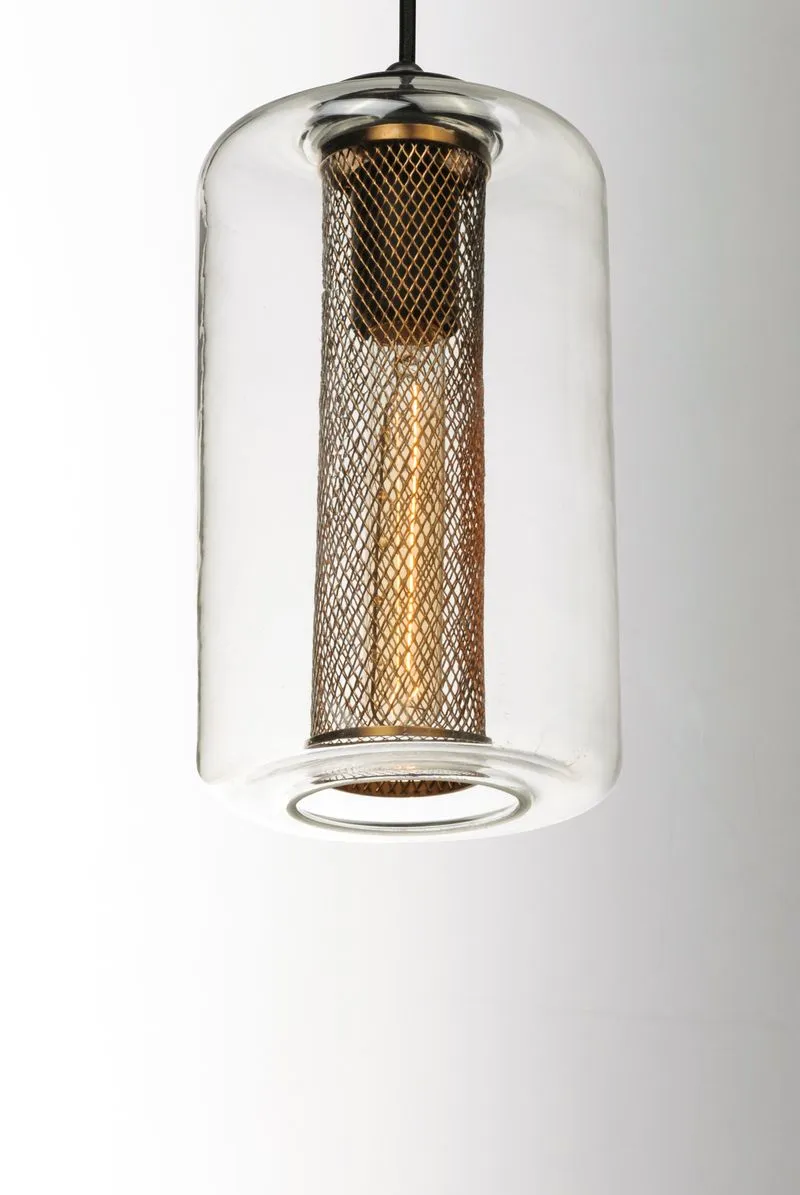 Firefly 6" Single Light Pendant in Black and Satin Brass