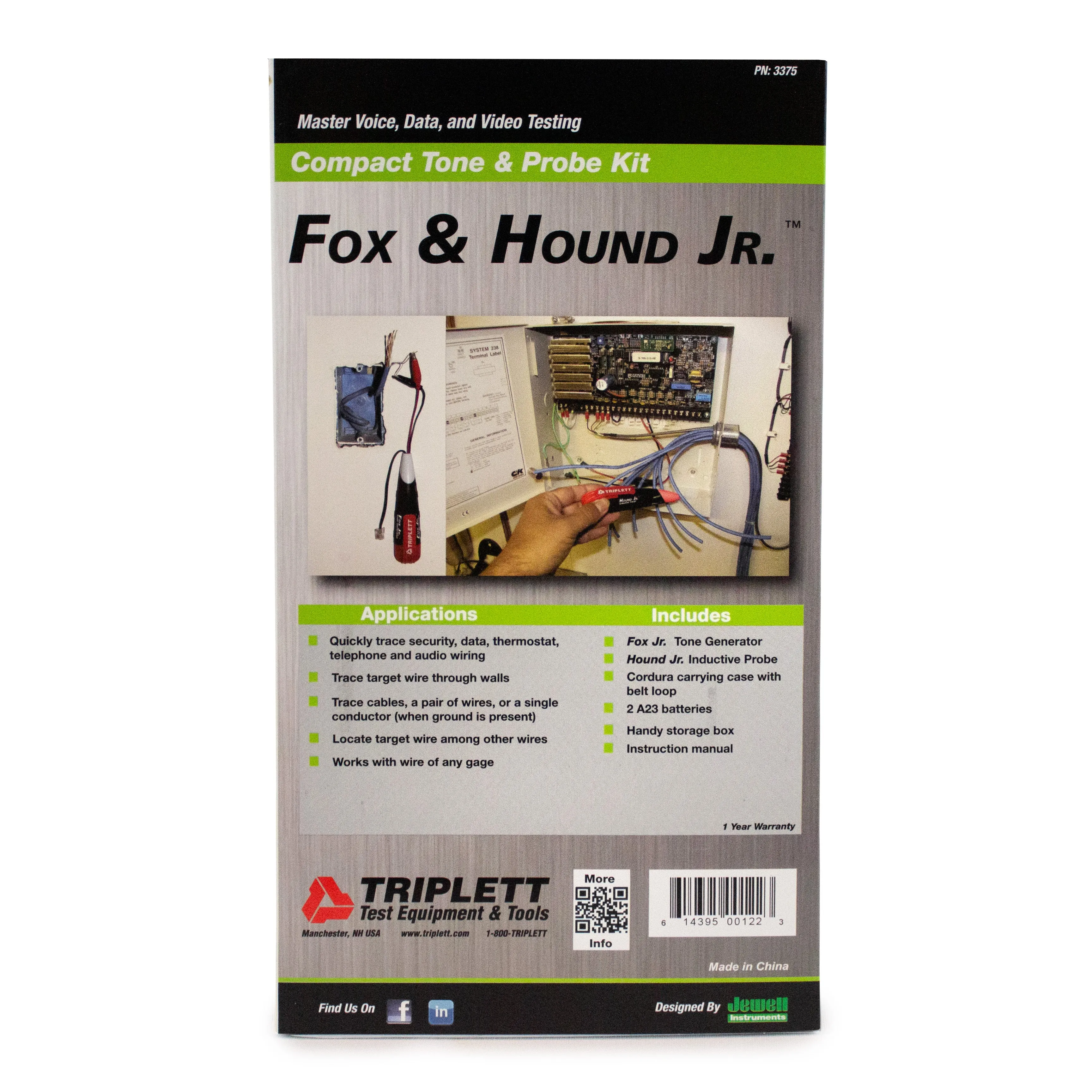 Fox & Hound Jr™ Compact Tone & Probe Kit: Traces Security, Thermostat, Telephone and Other Wiring Types - (3375)