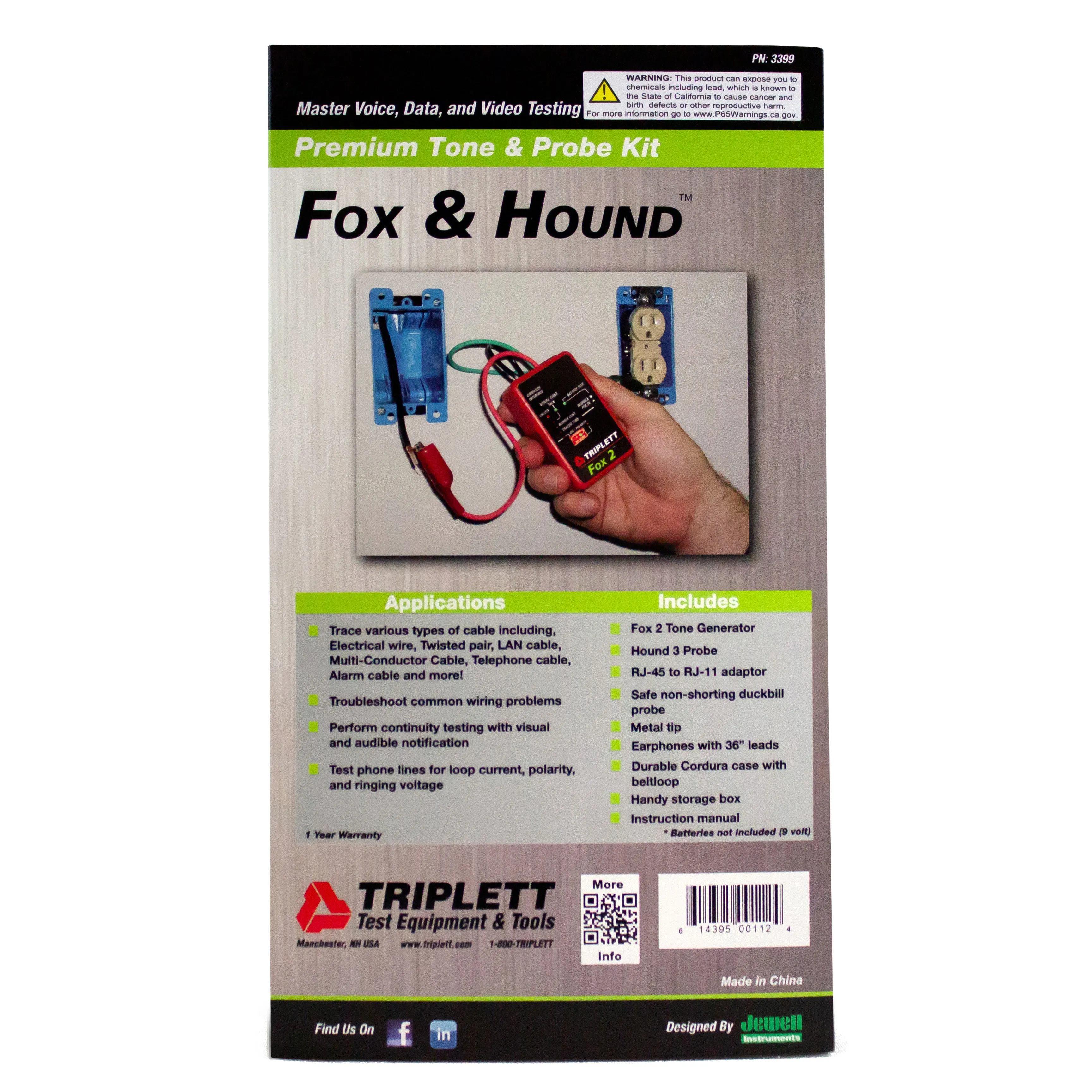 Fox & Hound™ Premium Tone & Inductive Amplifier Probe Kit: Overload Protection Up to 120VAC - (3399)