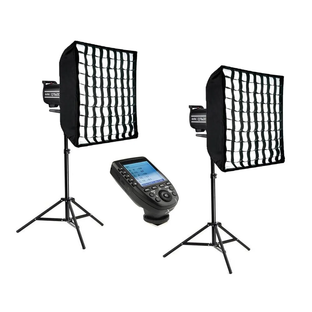 Godox 2x QT600IIM 600W (1200W) HSS Flash Strobe Lighting Kit - Bundle