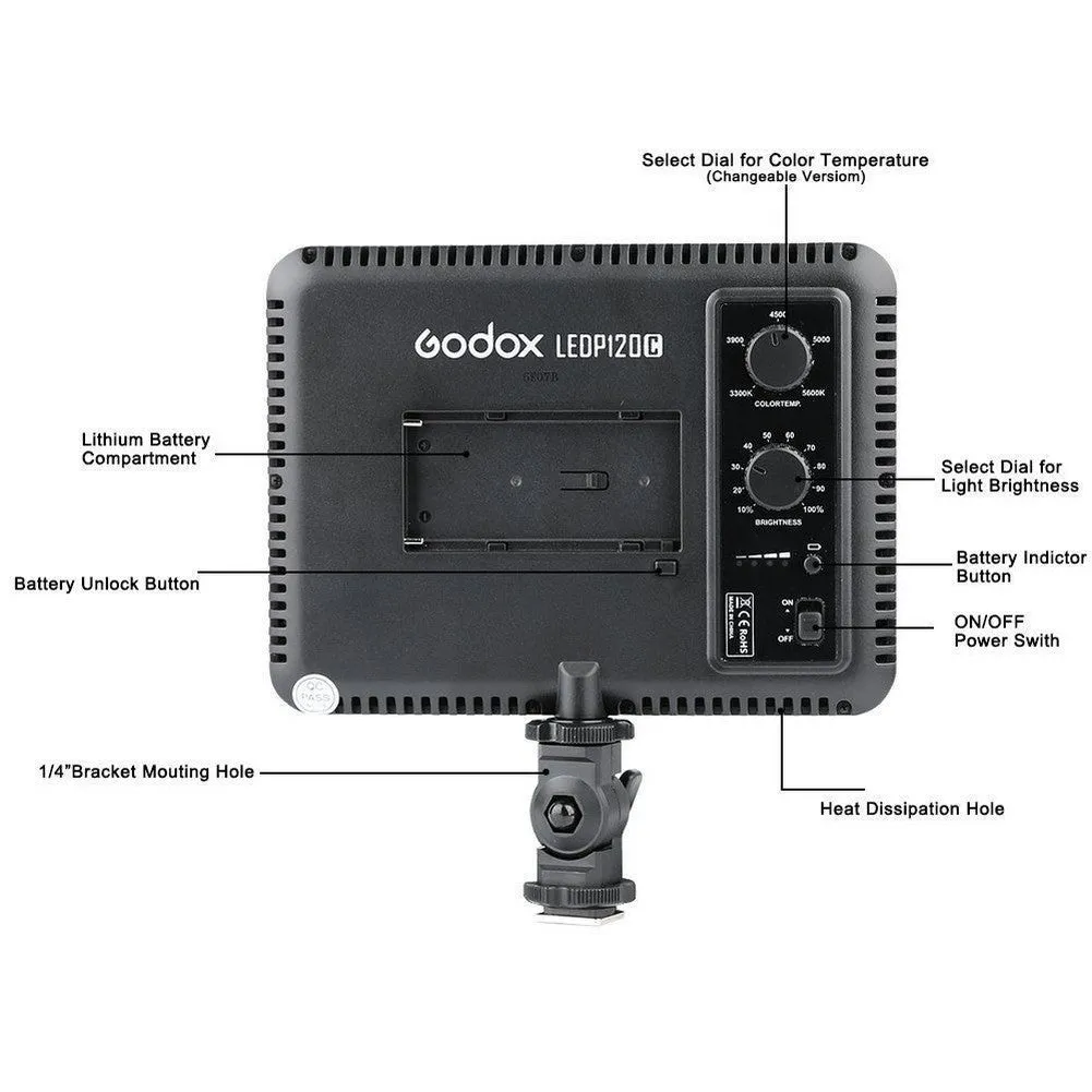 Godox LEDP120C LED Light Panel with Battery Plate