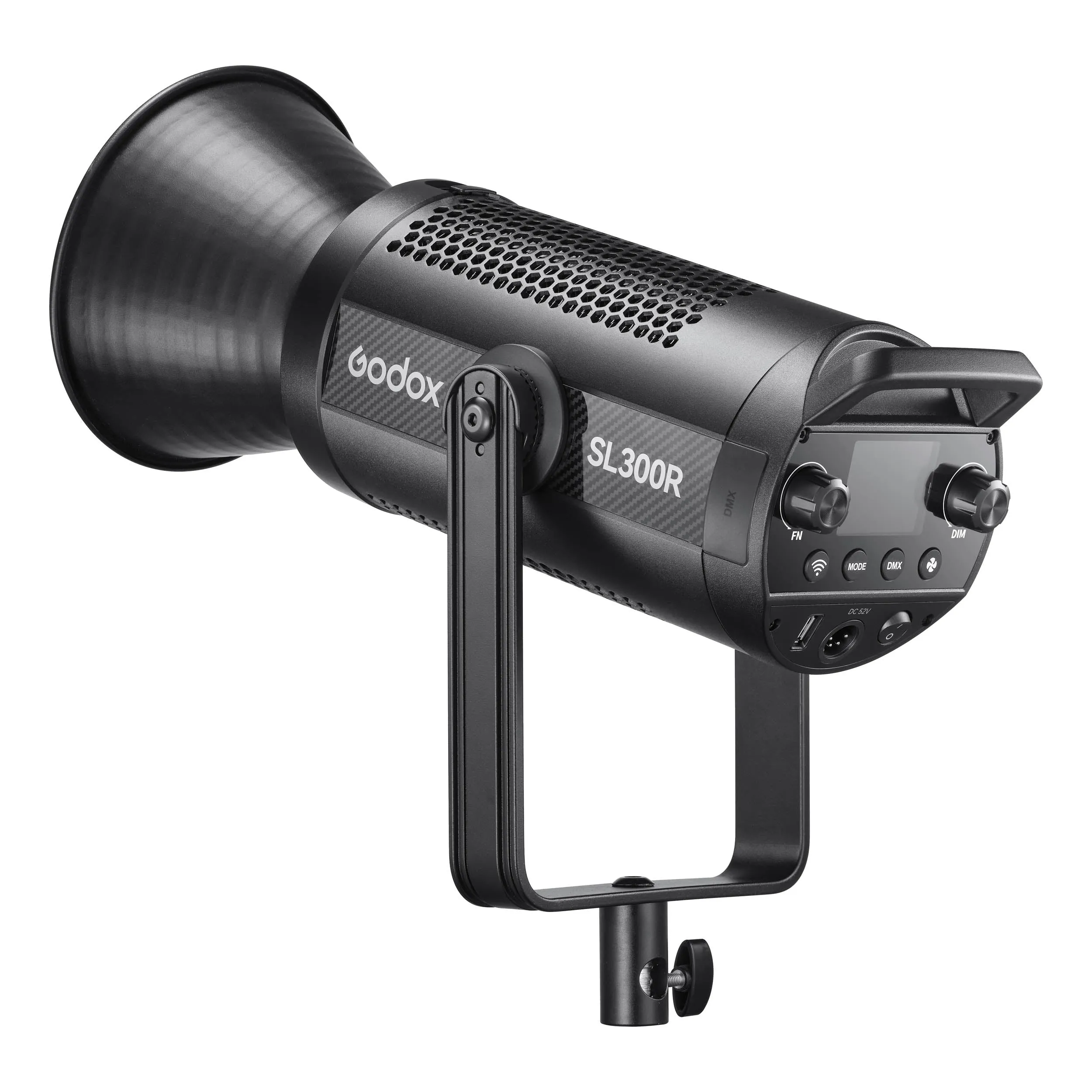 Godox SL300R RGBWW LED Studio Light with 120cm Umbrella Softbox & 8" Optical Fresnel Lens