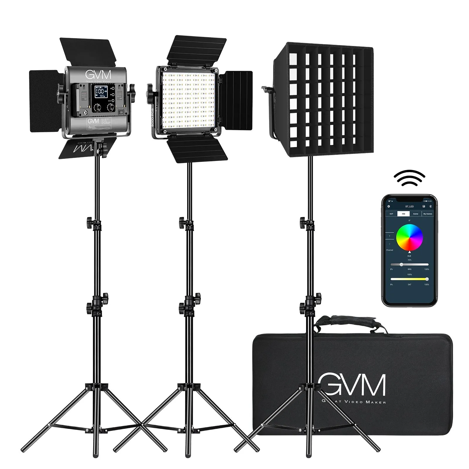 GVM-800D-II 40W Bi-color and RGB Video Panel Light With Softbox