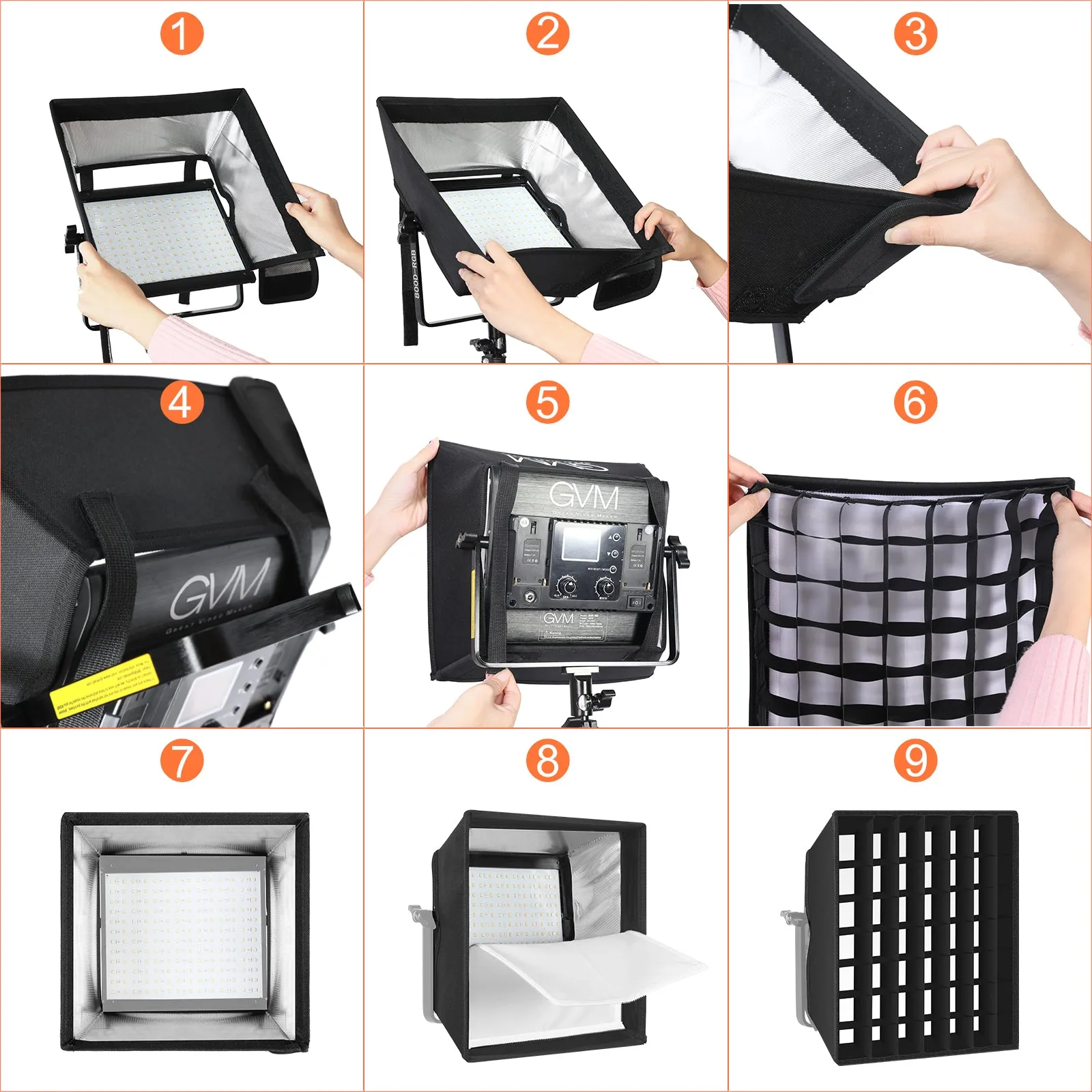 GVM-800D-II 40W Bi-color and RGB Video Panel Light With Softbox