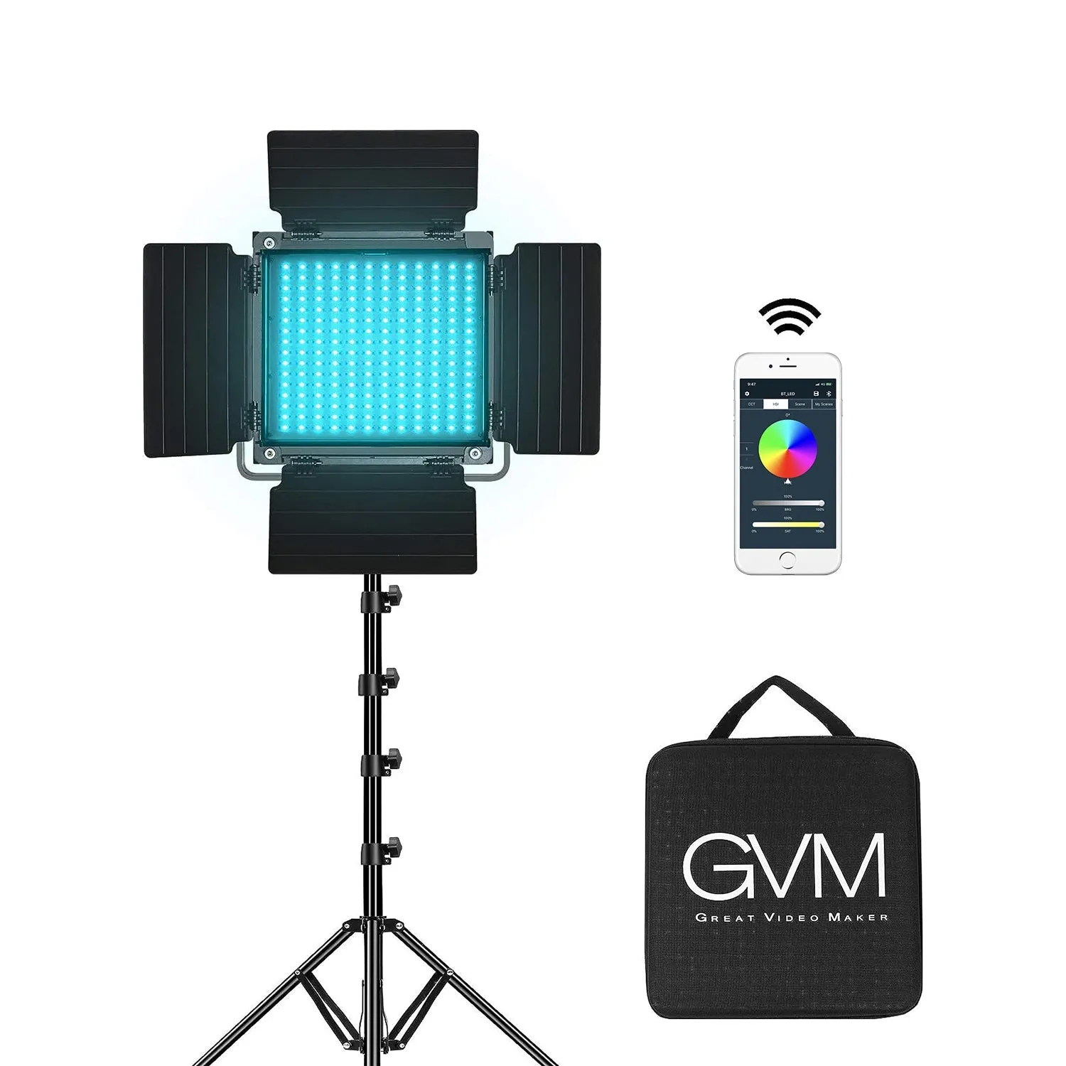 GVM-800D-II 40W Bi-color and RGB Video Panel Light With Softbox