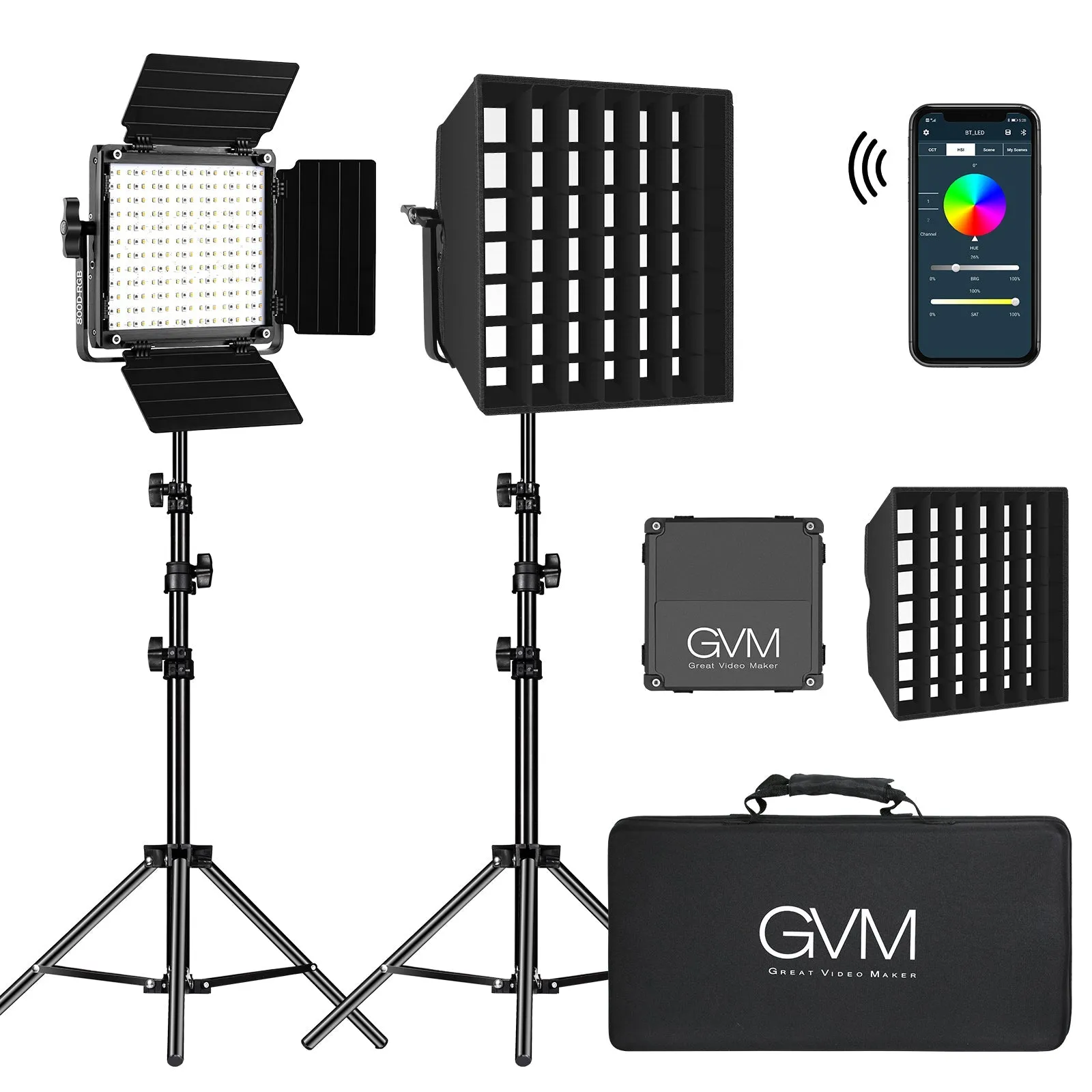 GVM-800D-II 40W Bi-color and RGB Video Panel Light With Softbox