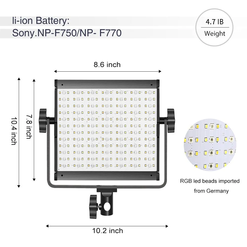 GVM-800D-II 40W Bi-color and RGB Video Panel Light