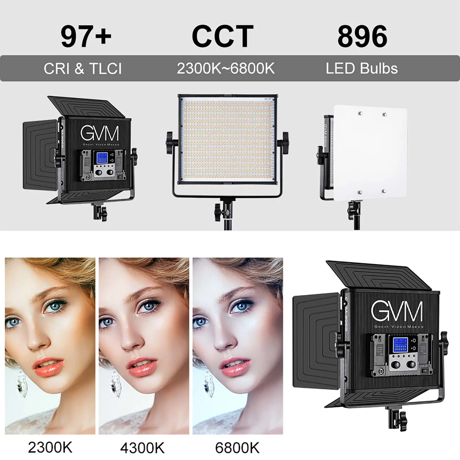 GVM-896S 50W High Beam High Brightness Bi-Color LED VIdeo Soft Light